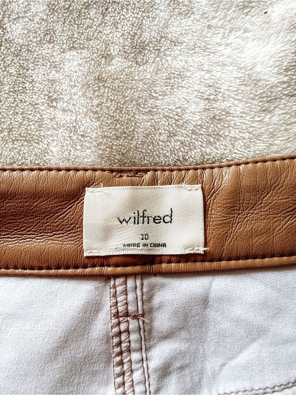 Aritzia Wilfred Melina Vegan Leather Pants Cognac Brown Size 10 - Picture 4 of 6